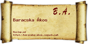 Baracska Ákos névjegykártya